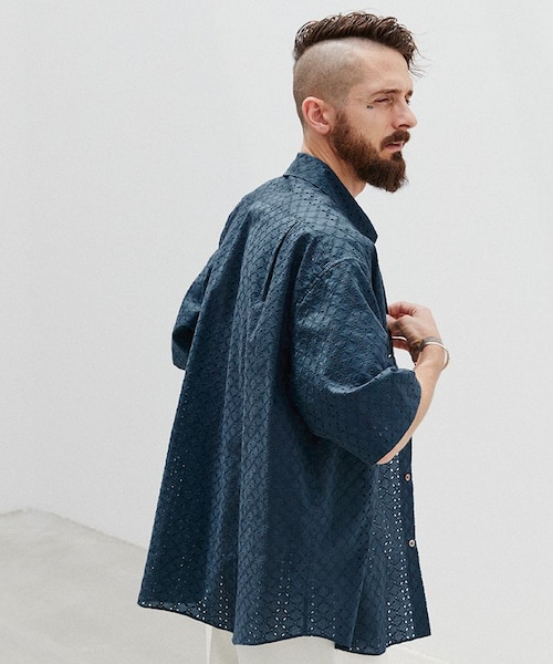 LIDNM（リドム）の「EMBROIDERY SHEER SHIRT（シャツ/ブラウス・メンズ・グレー/ブルー・M/L/S）」の18枚目の写真