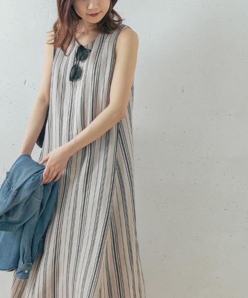URBAN RESEARCH ROSSO WOMEN（アーバンリサーチ　ロッソ）の「直條織紋長洋裝（ワンピース/ドレス・レディース・棕色/黑色・FREE）」の12枚目の写真
