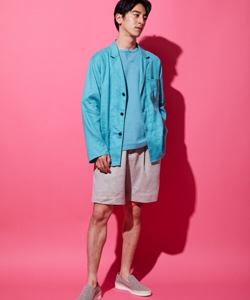 TAKEO KIKUCHI(タケオキクチ)の「リネン イージー ショートパンツ(パンツ・メンズ・ベージュ(052)/ネイビー(093)・02(M)/03(L))」の20枚目の写真