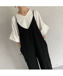 copine | ロールアップスリーブVネックTシャツ(2color)(Tシャツ/カットソー)