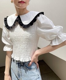 one after another NICE CLAUP | 【web限定】大きな襟シャーリングブラウス(シャツ/ブラウス)