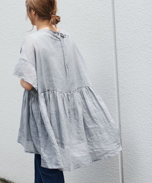 PUAL CE CIN（ピュアルセシン）の「【Du noir】ラミー後ろリボンブラウス（シャツ/ブラウス・レディース・ホワイト/ベージュ/ライトグレー/ブラック・FREE）」の3枚目の写真