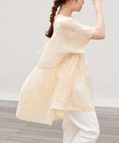 PUAL CE CIN（ピュアルセシン）の「【Du noir】ラミー後ろリボンブラウス（シャツ/ブラウス・レディース・ホワイト/ベージュ/ライトグレー/ブラック・FREE）」の4枚目の写真