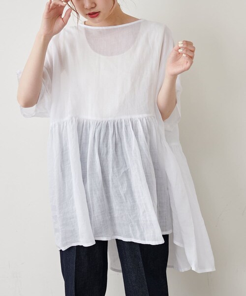 PUAL CE CIN（ピュアルセシン）の「【Du noir】ラミー後ろリボンブラウス（シャツ/ブラウス・レディース・ホワイト/ベージュ/ライトグレー/ブラック・FREE）」の2枚目の写真