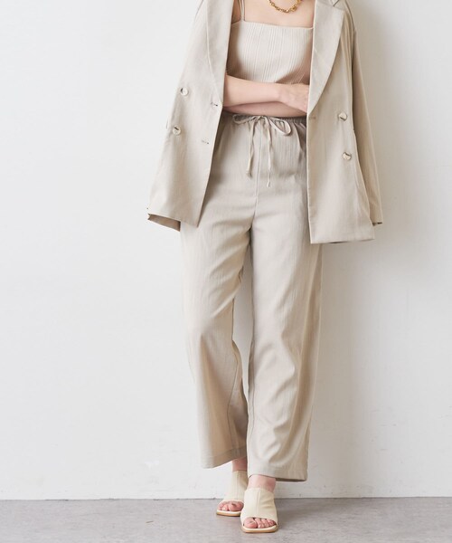 natural couture（ナチュラルクチュール）の「リネンライク楽ちんスラブパンツ（その他パンツ・レディース・ライトベージュ/ミント/ブラック・FREE）」の3枚目の写真
