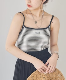 Chico | パット付ロゴ刺繍ボーダーキャミ(タンクトップ)