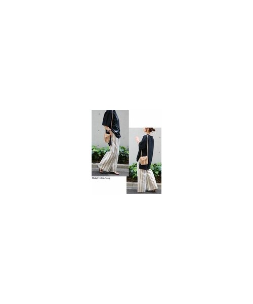 Sheson（シーズン）の「綿麻マルチストライプパンツ（デニムパンツ・レディース・その他/グリーン/ベージュ/ブラック・F）」の9枚目の写真