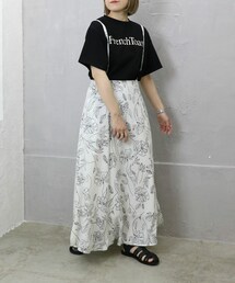 Sheson | 線画花柄サロペットスカート(サロペット/オーバーオール)