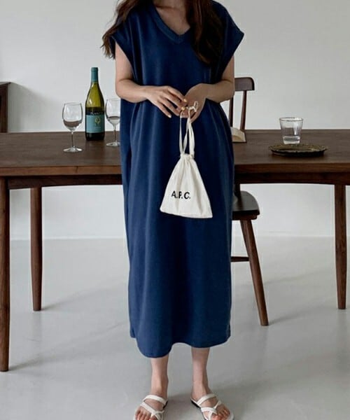 DHOLIC STYLE（ディーホリックスタイル）の「[lindashop] Vネックベストワンピース・p241901（ワンピース・レディース・グレー/その他・ONESIZE）」の2枚目の写真