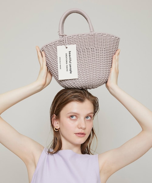 ピンクbeautifulpeople チューブ ニッティング バスケット バック beautiful people (ビューティフルピープル) tube knitting