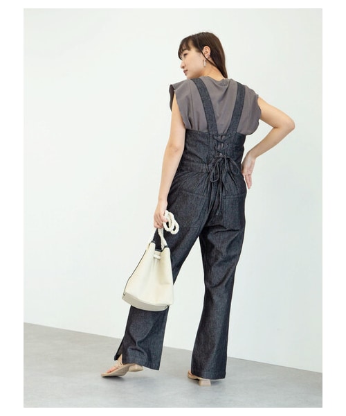 Green　Parks（グリーンパークス）の「【予約】・SUGAR SPOON デニムレースアップサロペット（オールインワン・サロペット・ブラック/インディゴ/ライトインディゴ・F）」の9枚目の写真