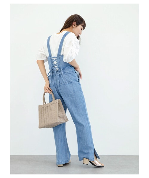 Green　Parks（グリーンパークス）の「【予約】・SUGAR SPOON デニムレースアップサロペット（オールインワン・サロペット・ブラック/インディゴ/ライトインディゴ・F）」の3枚目の写真