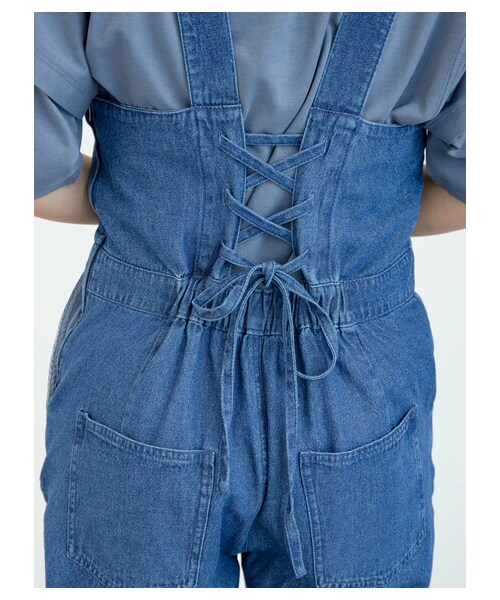 Green　Parks（グリーンパークス）の「【予約】・SUGAR SPOON デニムレースアップサロペット（オールインワン・サロペット・ブラック/インディゴ/ライトインディゴ・F）」の16枚目の写真