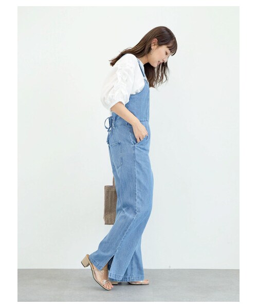 Green　Parks（グリーンパークス）の「【予約】・SUGAR SPOON デニムレースアップサロペット（オールインワン・サロペット・ブラック/インディゴ/ライトインディゴ・F）」の2枚目の写真