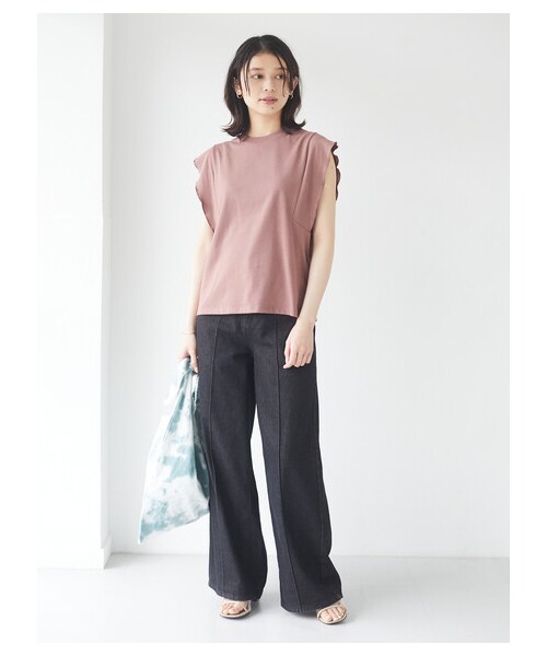 Green Parks(グリーンパークス)の「【予約】・SUGAR SPOON フリルノースリTシャツ(トップス・オフホワイト/チャコールグレー/ブラック/オレンジ/ブラウン/カーキ・F)」の10枚目の写真