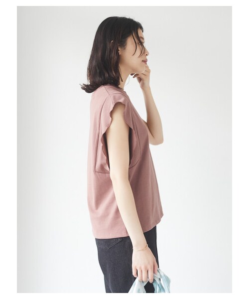 Green Parks(グリーンパークス)の「【予約】・SUGAR SPOON フリルノースリTシャツ(トップス・オフホワイト/チャコールグレー/ブラック/オレンジ/ブラウン/カーキ・F)」の13枚目の写真