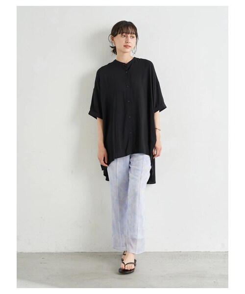 earth music&ecology（アースミュージックアンドエコロジー）の「シアーマーブルセミフレアパンツ（パンツ・ピンク/ライトグリーン/ブルー・F）」の7枚目の写真