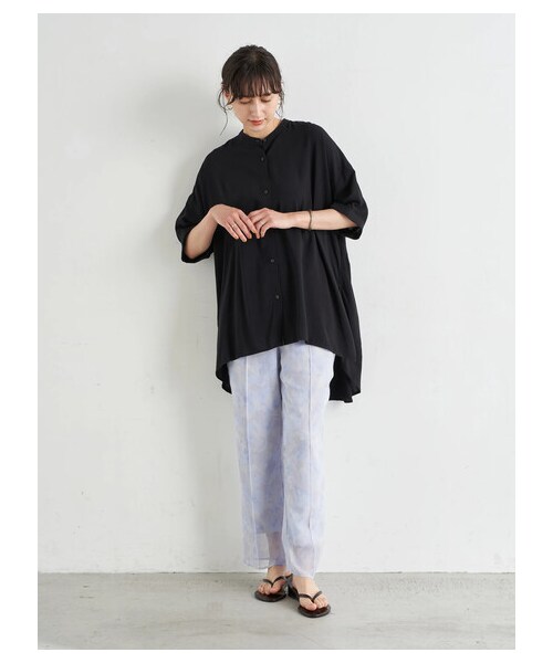 earth music&ecology（アースミュージックアンドエコロジー）の「シアーマーブルセミフレアパンツ（パンツ・ピンク/ライトグリーン/ブルー・F）」の8枚目の写真