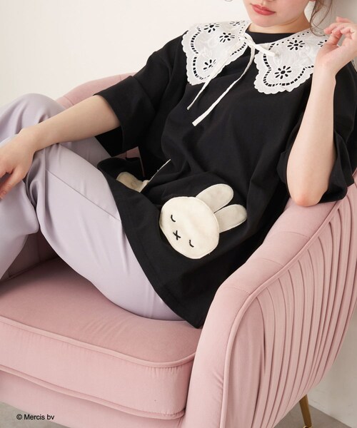 OLIVE des OLIVE(オリーブデオリーブ)の「ミッフィーポケットTシャツ(Tシャツ/カットソー・レディース・オフホワイト/ブラック・FREE)」の2枚目の写真