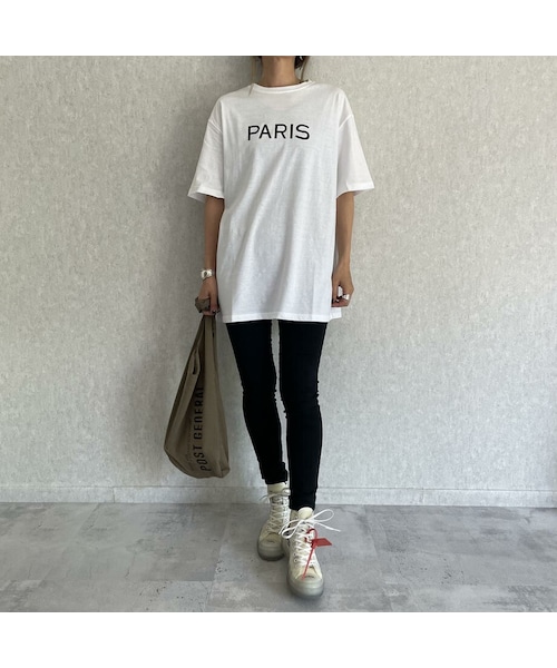 copine(コピン)の「フロント&バックロゴTシャツ(2color)(Tシャツ/カットソー・レディース・ホワイト/グレー・ワンサイズ)」の1枚目の写真