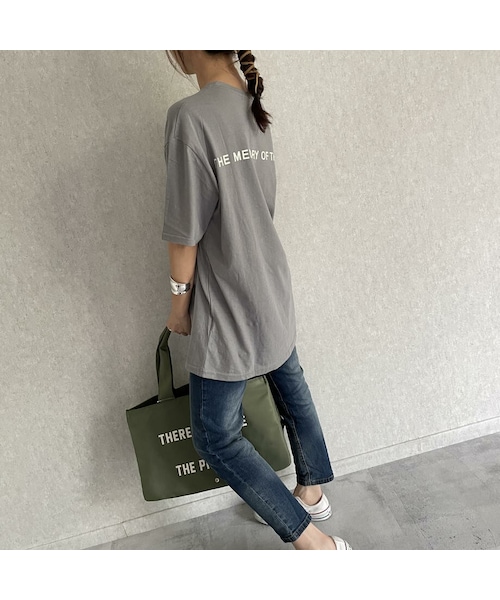 copine(コピン)の「フロント&バックロゴTシャツ(2color)(Tシャツ/カットソー・レディース・ホワイト/グレー・ワンサイズ)」の2枚目の写真