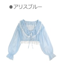 Bobon21 | シアー感たっぷりレースフリルショート丈ガウン-全2色-(シャツ/ブラウス)