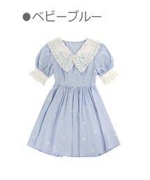 Bobon21 | パフスリ半袖フレアドーリードレス-全3色-(ワンピース)