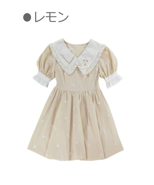 Bobon21(ボボンニジュウイチ)の「パフスリ半袖フレアドーリードレス-全3色-(ワンピース・レディース・ブルー/イエロー/ピンク・S/M/L)」の2枚目の写真