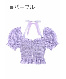 Bobon21 | ギンガムチェックシャーリングトップス-全３色-(シャツ/ブラウス)