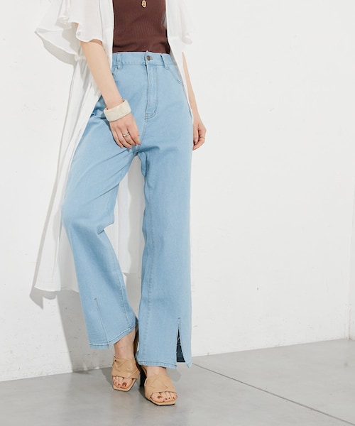 prose verse（プロズヴェール）の「【バックウエストゴム仕様】センタースリットストレッチパンツ（その他パンツ・レディース・アイボリー/サックスブルー/ブラック・FREE）」の2枚目の写真