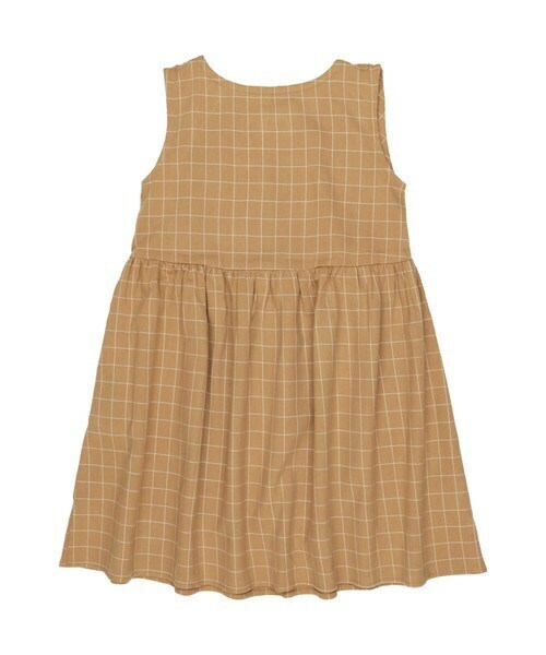 T>>2（ティーツー）の「ノースリーブチェックワンピース（ワンピース・キッズ・01.ホワイト/02.ベージュ/03.レンガ/04.ブルー/05.ブラック・80-150）」の3枚目の写真