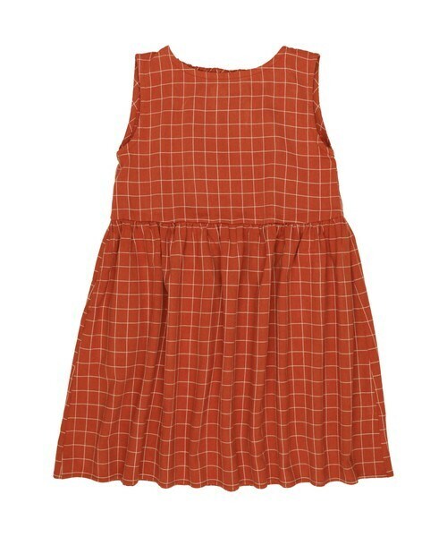 T>>2（ティーツー）の「ノースリーブチェックワンピース（ワンピース・キッズ・01.ホワイト/02.ベージュ/03.レンガ/04.ブルー/05.ブラック・80-150）」の5枚目の写真