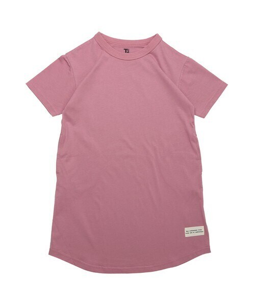 T>>2（ティーツー）の「Tシャツワンピース　大人サイズ（ワンピース・レディース・01.ピンク/02.ミント/03.ブラウン/04.スミクロ/05.ベージュ/06.スモーキーピンク/07.ネイビー・FREE）」の7枚目の写真