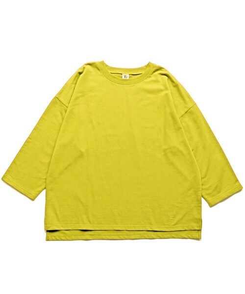 T>>2（ティーツー）の「ミニ裏毛七分袖トレーナー　大人サイズ（スウェット・レディース・01.サックス/02.杢グレー/03.マスタード/04.ベージュ/05.カーキ/06.ネイビー/07.ブラック・M.L(大人サイズ)）」の7枚目の写真