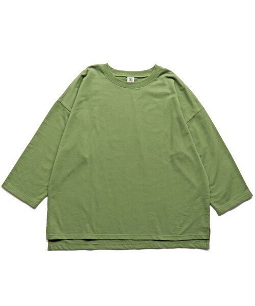 T>>2（ティーツー）の「ミニ裏毛七分袖トレーナー　大人サイズ（スウェット・レディース・01.サックス/02.杢グレー/03.マスタード/04.ベージュ/05.カーキ/06.ネイビー/07.ブラック・M.L(大人サイズ)）」の5枚目の写真