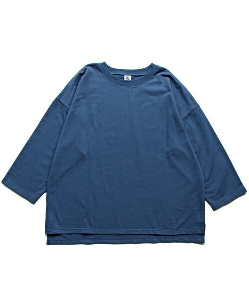 T>>2（ティーツー）の「ミニ裏毛七分袖トレーナー　大人サイズ（スウェット・レディース・01.サックス/02.杢グレー/03.マスタード/04.ベージュ/05.カーキ/06.ネイビー/07.ブラック・M.L(大人サイズ)）」の6枚目の写真