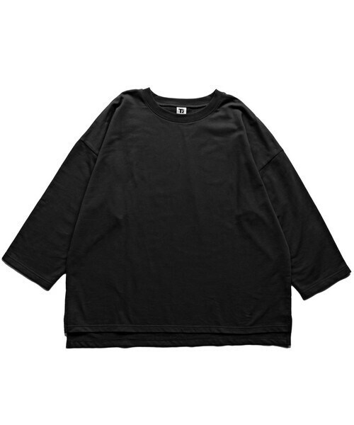 T>>2（ティーツー）の「ミニ裏毛七分袖トレーナー　大人サイズ（スウェット・レディース・01.サックス/02.杢グレー/03.マスタード/04.ベージュ/05.カーキ/06.ネイビー/07.ブラック・M.L(大人サイズ)）」の2枚目の写真