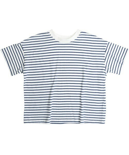 T>>2（ティーツー）の「ボーダーTシャツ　大人サイズ（Tシャツ/カットソー・レディース・01.イエロー/02.ブルー/03.グリーン/04.ブラウン/05.杢グレー/06.ネイビー・M.L(大人サイズ)）」の5枚目の写真