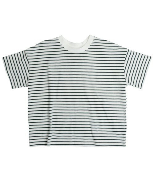 T>>2（ティーツー）の「ボーダーTシャツ　大人サイズ（Tシャツ/カットソー・レディース・01.イエロー/02.ブルー/03.グリーン/04.ブラウン/05.杢グレー/06.ネイビー・M.L(大人サイズ)）」の4枚目の写真