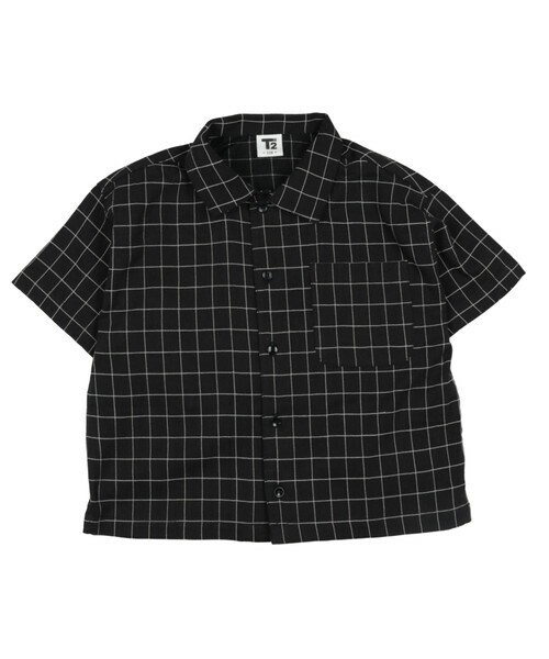T>>2（ティーツー）の「チェック半袖シャツ　大人サイズ（シャツ/ブラウス・レディース・01.ホワイト/02.キャメル/03.レンガ/04.ブルー/05.ブラック・M.L(大人サイズ)）」の2枚目の写真