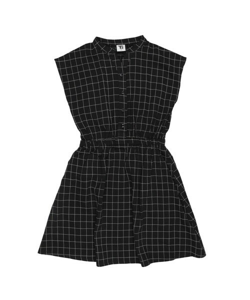 T>>2（ティーツー）の「ウエストゴムチェックシャツワンピース　大人サイズ（シャツワンピース・レディース・01.ホワイト/02.キャメル/03.レンガ/04.ブルー/05.ブラック・M.L(大人サイズ)）」の2枚目の写真