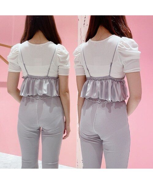 lilLilly（リルリリー）の「サテンランジェリーキャミトップス（トップス・レディース・BEIGE/BLACK）」の6枚目の写真