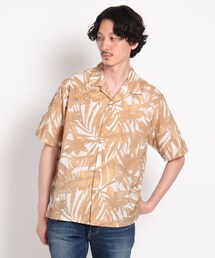 TAKEO KIKUCHI（タケオキクチ）の「コーヒー/インディゴ染料プリント ボタニカル総柄 半袖シャツ（トップス・メンズ）」