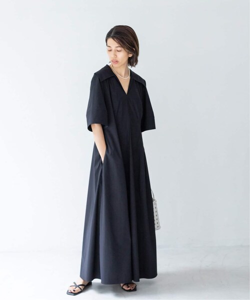 IENA コットンナイロンフォルムワンピース　maison ネイビー　36 IENA（イエナ）の「《予約》maison コットンナイロンフォルム