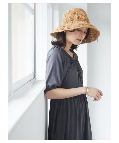 Green Parks(グリーンパークス)の「・クロシェハット(帽子・ブラック/ベージュ/ブラウン/キャメル・F)」の4枚目の写真