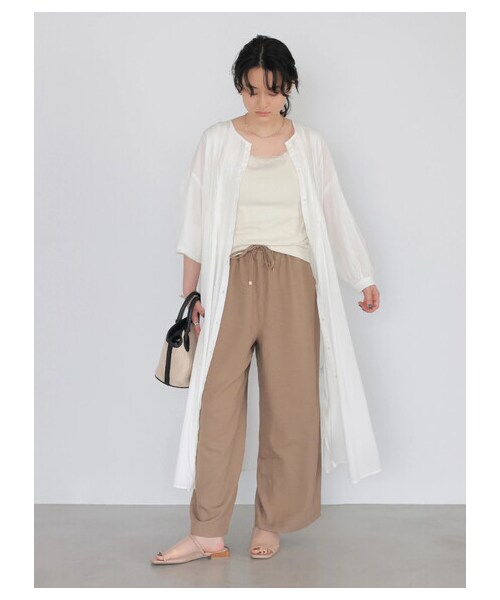 AMERICAN HOLIC(アメリカンホリック)の「ドロストリネンライクワイドパンツ(パンツ・ベージュ/キャメル/ネイビー・M/L)」の10枚目の写真