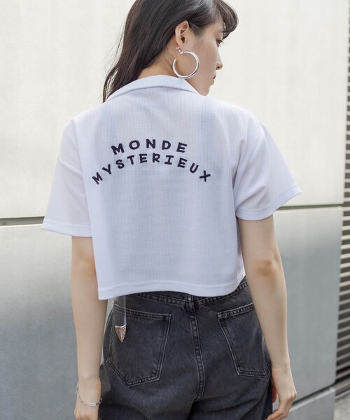 RASVOA(ラスボア)の「ワッフルショートポロシャツ(ポロシャツ・レディース・オフホワイト/グリーン/ブルー/ブラック・F)」の2枚目の写真