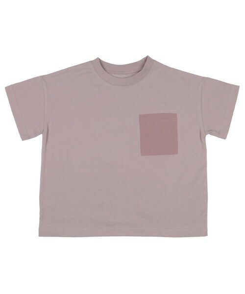 T>>2(ティーツー)の「異素材ポケットTシャツ(Tシャツ/カットソー・キッズ・01.ホワイト/02.ベージュ/03.オレンジ/04.ピンク/05.ミント/06.ブラック・80-150)」の5枚目の写真