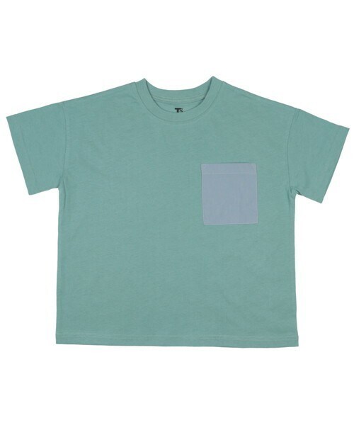 T>>2(ティーツー)の「異素材ポケットTシャツ(Tシャツ/カットソー・キッズ・01.ホワイト/02.ベージュ/03.オレンジ/04.ピンク/05.ミント/06.ブラック・80-150)」の4枚目の写真