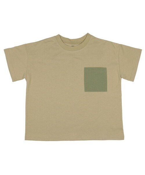 T>>2（ティーツー）の「異素材ポケットTシャツ　大人サイズ（Tシャツ/カットソー・レディース・01.ホワイト/02.ベージュ/03.オレンジ/04.ピンク/05.ミント/06.ブラック・S.M.L(大人サイズ)）」の3枚目の写真